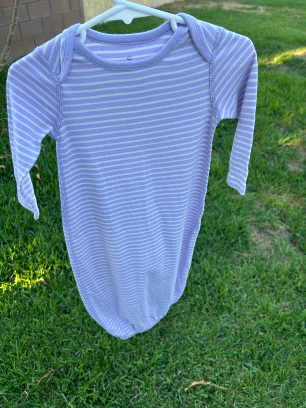 Hanna Andersson Lavender and White Stripe Baby Gown